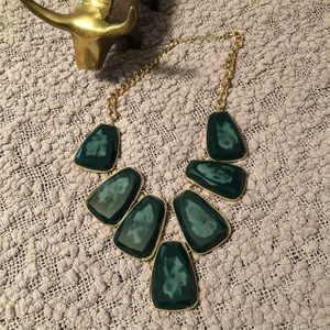 Emerald Green & Gold Statement Necklace